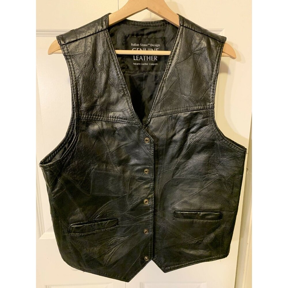 Italian Stone Design Genuine Leather‎ Vest Sz XL